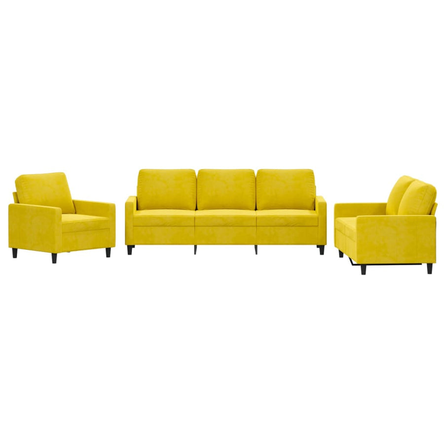 3-Delige Loungeset Fluweel Geel met kussens