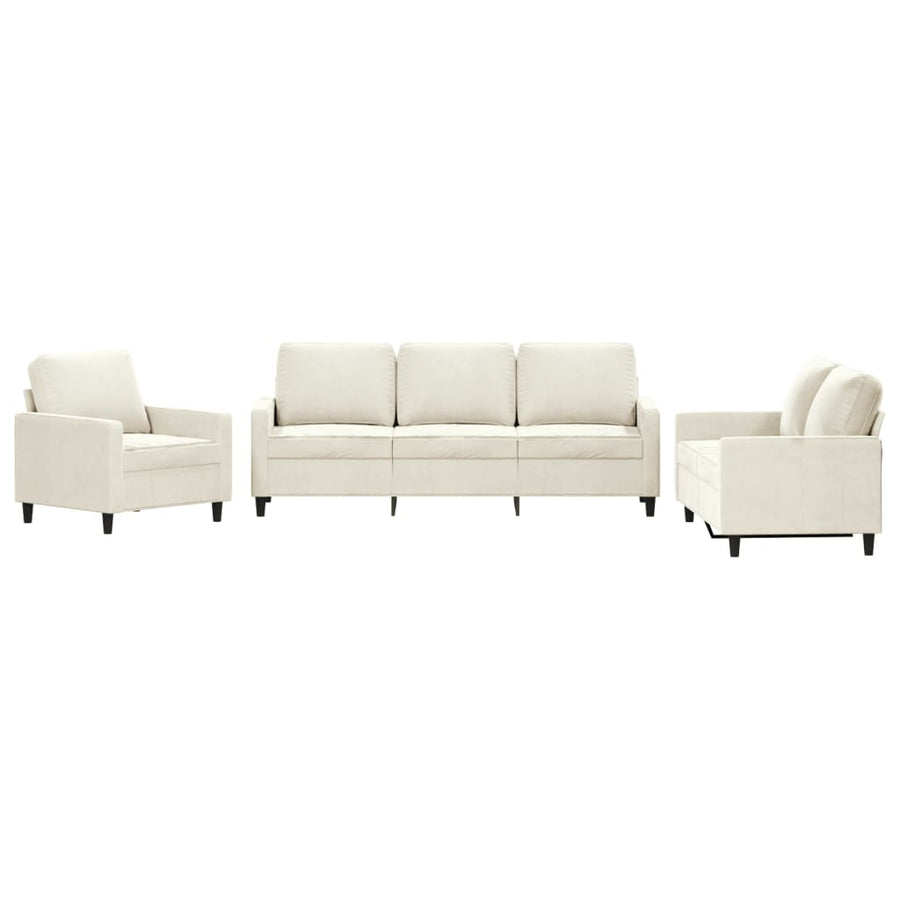 3-Delige Loungeset Fluweel Kleurig Crème met kussens