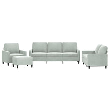 4-Delige Loungeset Met Kussens Fluweel Lichtgrijs met kussens en voetenbankje