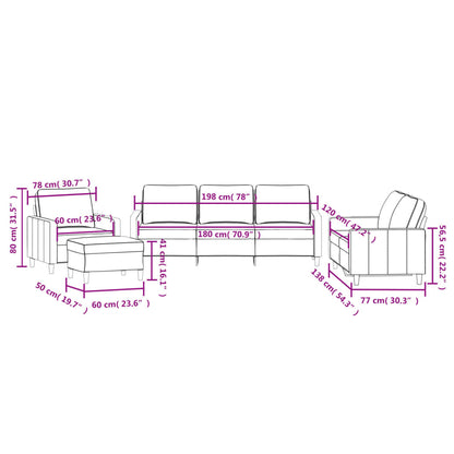 4-Delige Loungeset Met Kussens Fluweel Lichtgrijs met kussens en voetenbankje