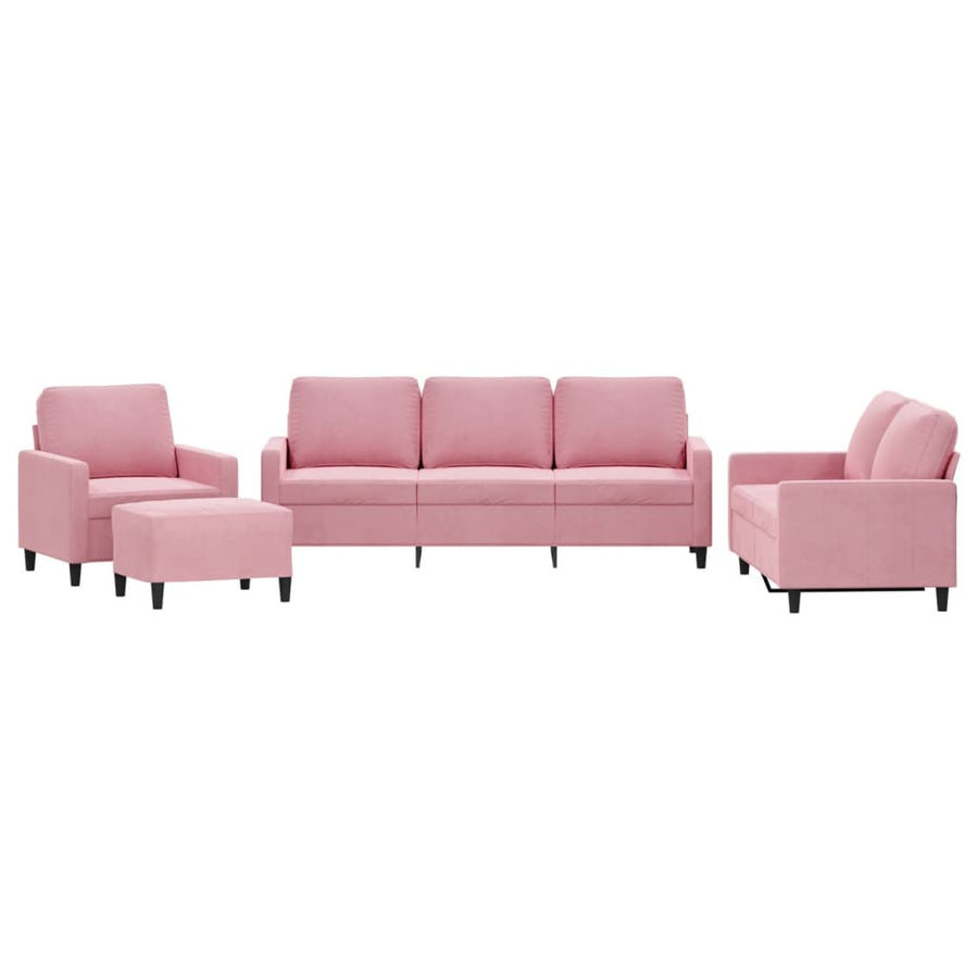 4-Delige Loungeset Met Kussens Fluweel Roze