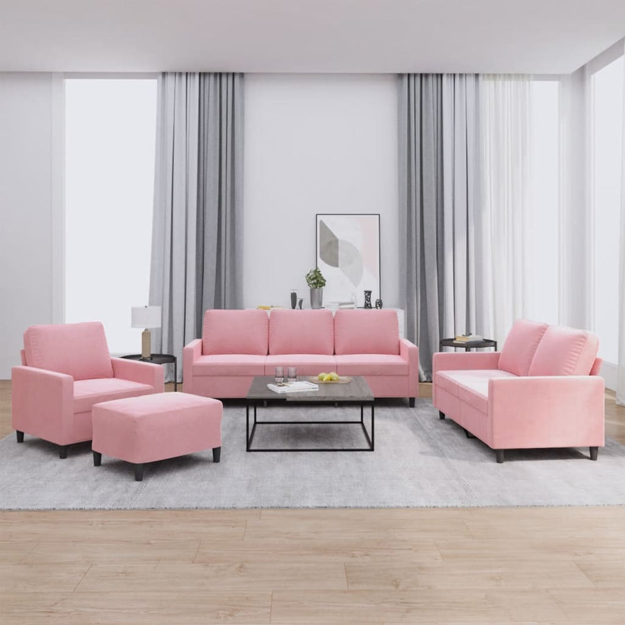4-Delige Loungeset Met Kussens Fluweel Roze