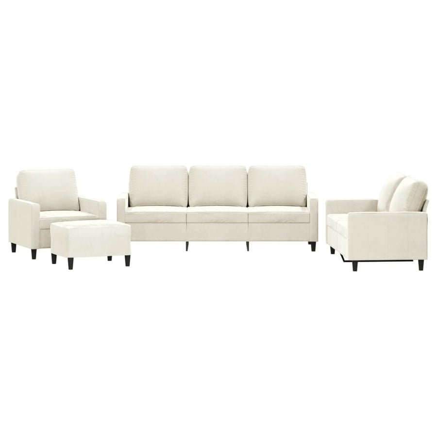 4-delige Loungeset met kussens fluweel crèmekleurig