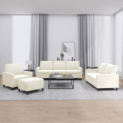 4-delige Loungeset met kussens fluweel crèmekleurig