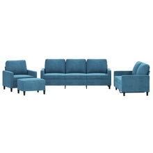 4-delige Loungeset met kussens fluweel blauw