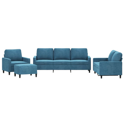 4-delige Loungeset met kussens fluweel blauw