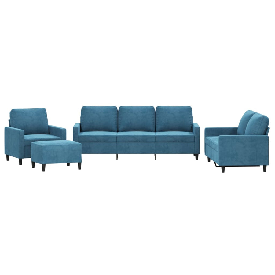 4-delige Loungeset met kussens fluweel blauw