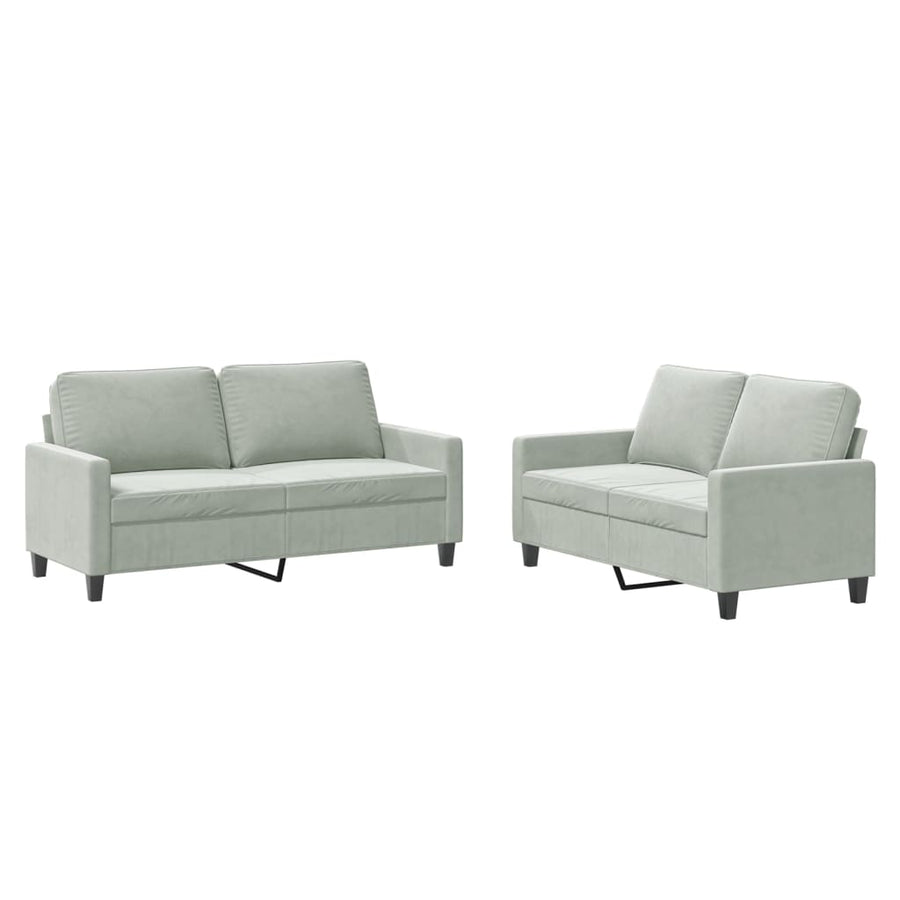 2-Delige Loungeset Fluweel Lichtgrijs met kussens