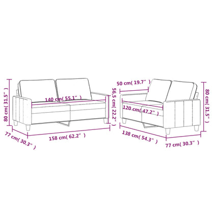 2-Delige Loungeset Fluweel Lichtgrijs met kussens