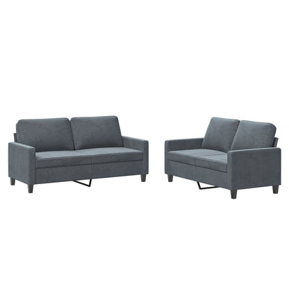 2-Delige Loungeset Fluweel Donkergrijs met kussens