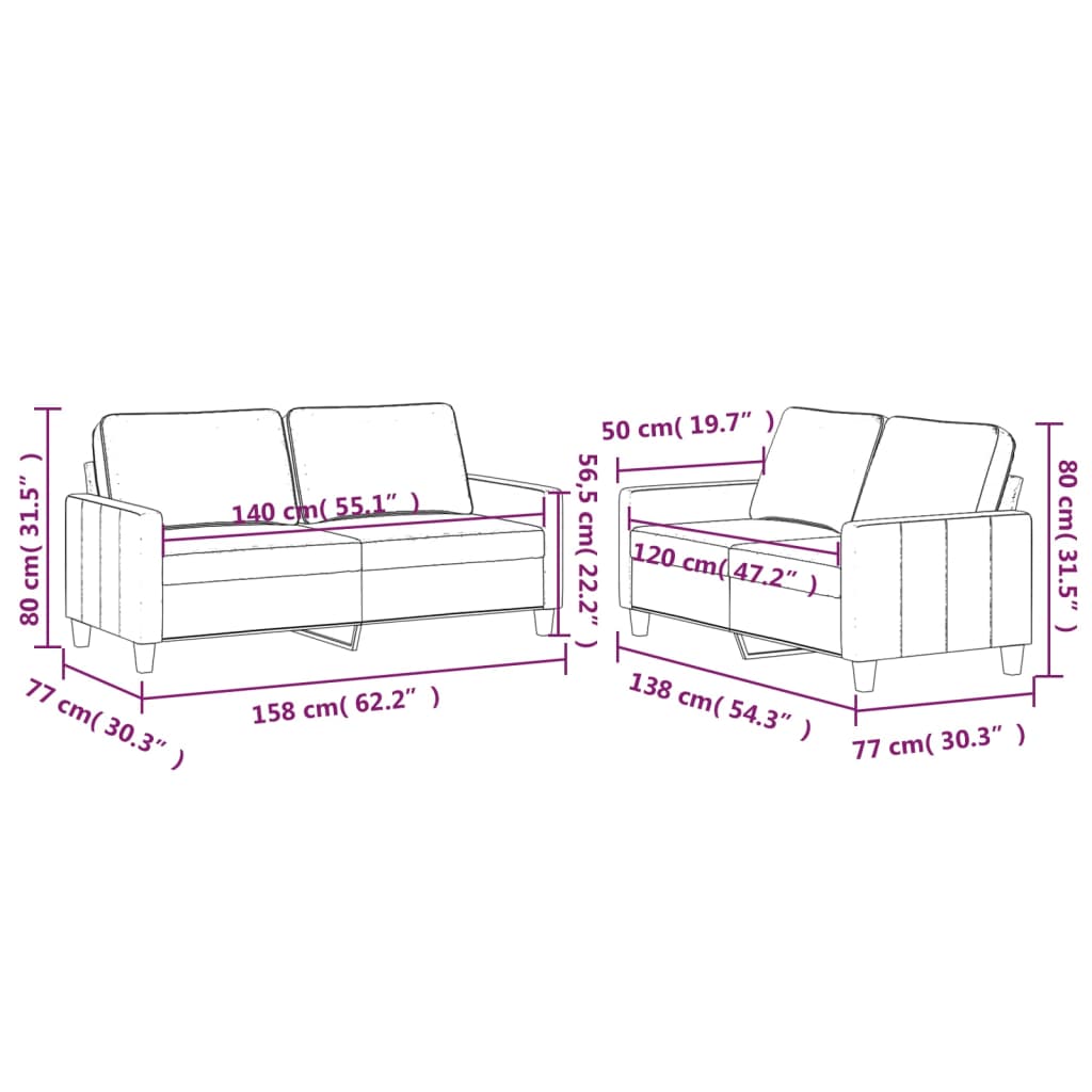 2-Delige Loungeset Fluweel Donkergrijs met kussens