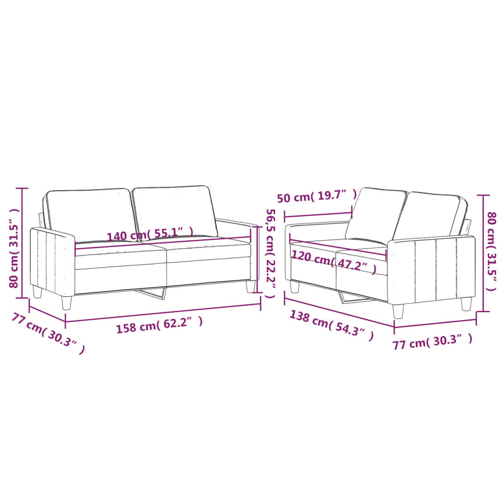 2-Delige Loungeset Fluweel Roze met kussens