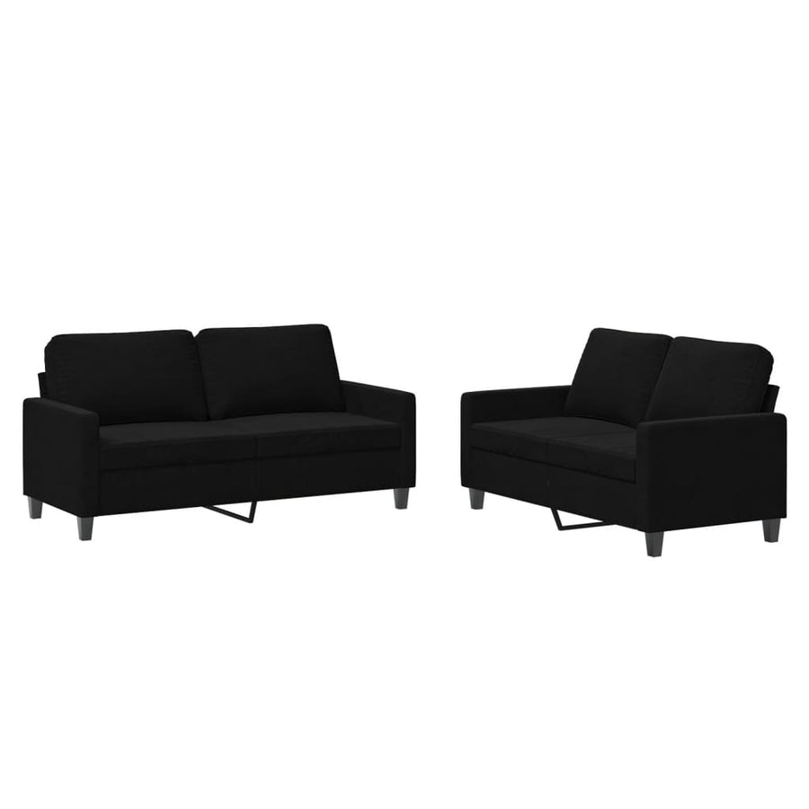 2-Delige Loungeset Fluweel Zwart met kussens
