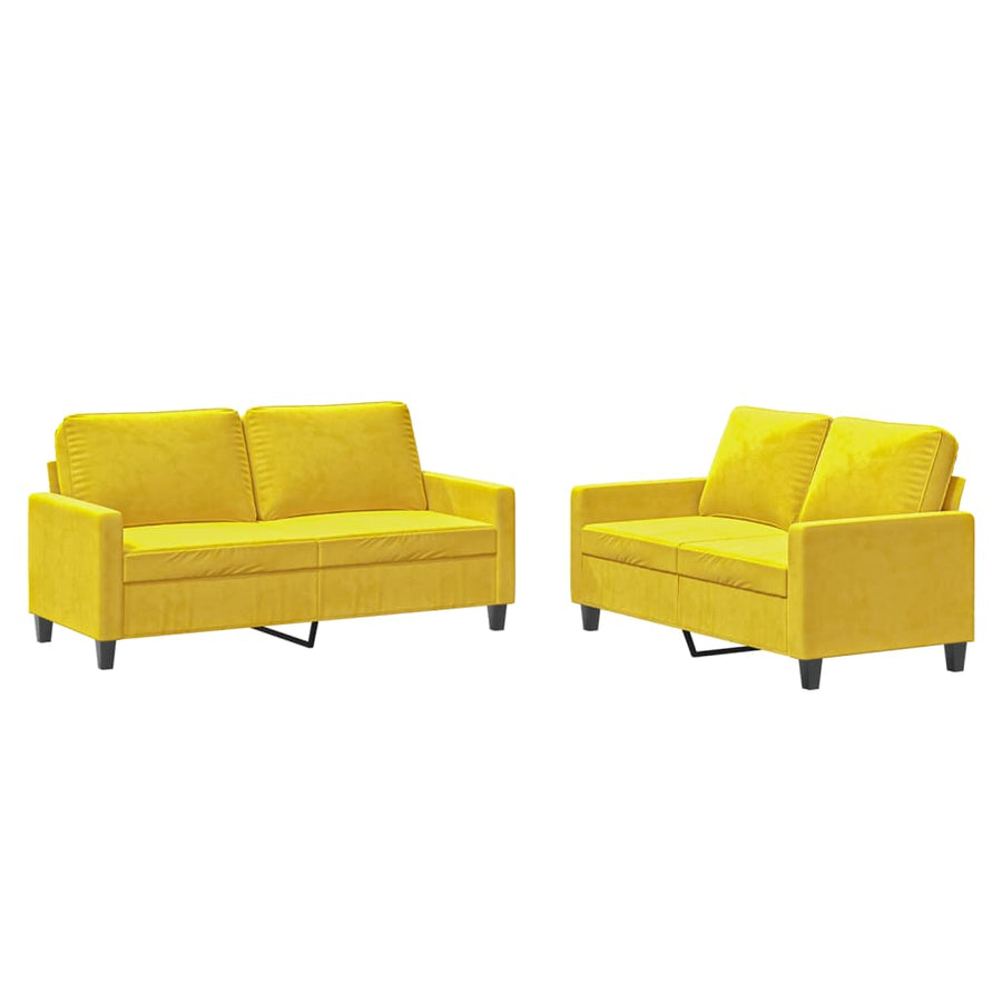 2-Delige Loungeset Fluweel Geel met kussens