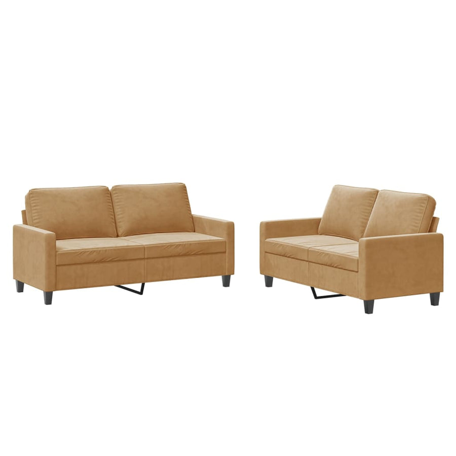 2-Delige Loungeset Fluweel Bruin met kussens
