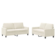 2-Delige Loungeset Fluweel Kleurig Crème met kussens