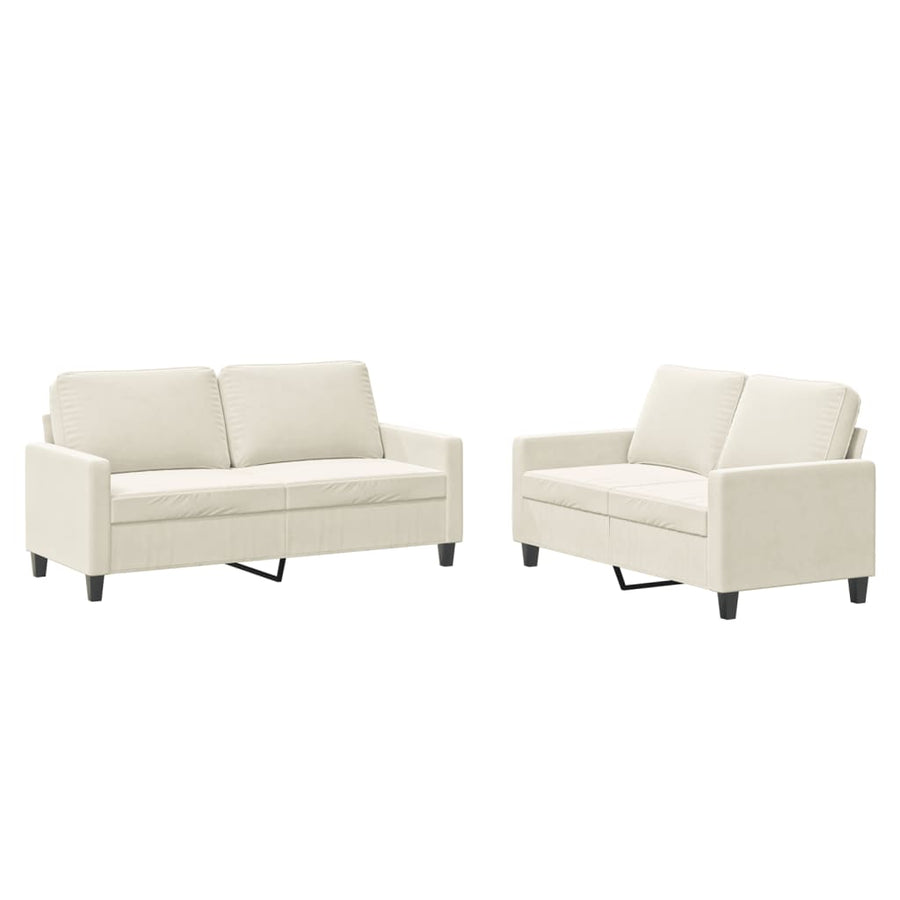 2-Delige Loungeset Fluweel Kleurig Crème met kussens