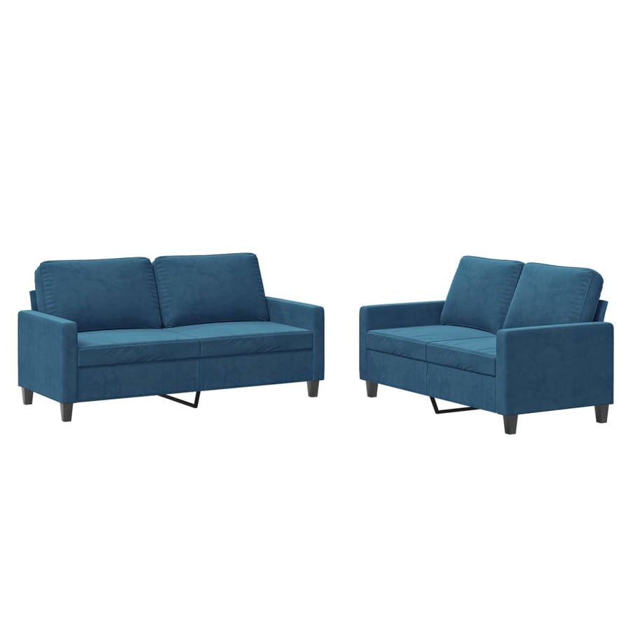 2-Delige Loungeset Fluweel Blauw met kussens