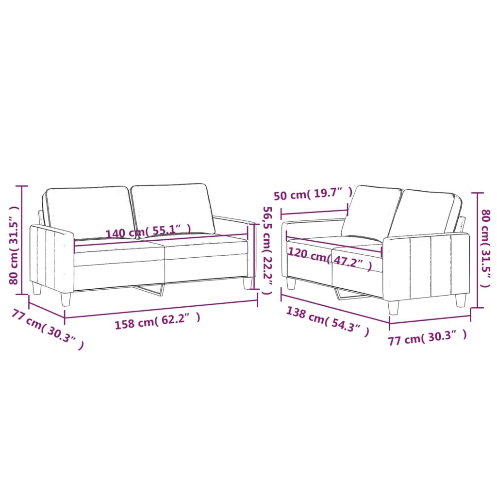 2-Delige Loungeset Fluweel Blauw met kussens