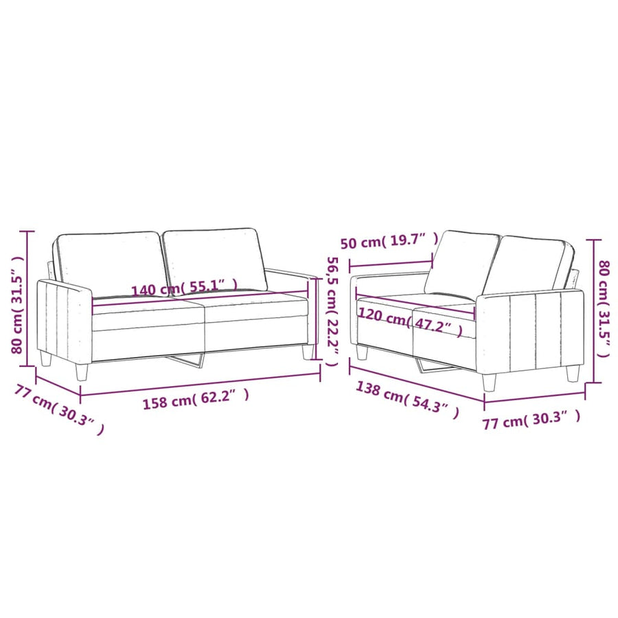 2-Delige Loungeset Fluweel Blauw met kussens