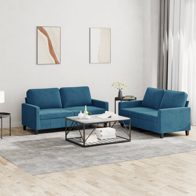 2-Delige Loungeset Fluweel Blauw met kussens