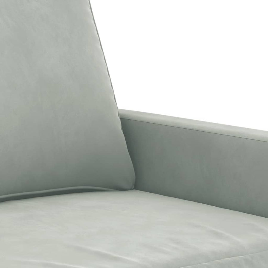 3-Delige Loungeset Met Kussens Fluweel Lichtgrijs met kussens en voetenbankje