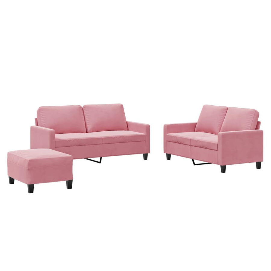 3-Delige Loungeset Met Kussens Fluweel Roze