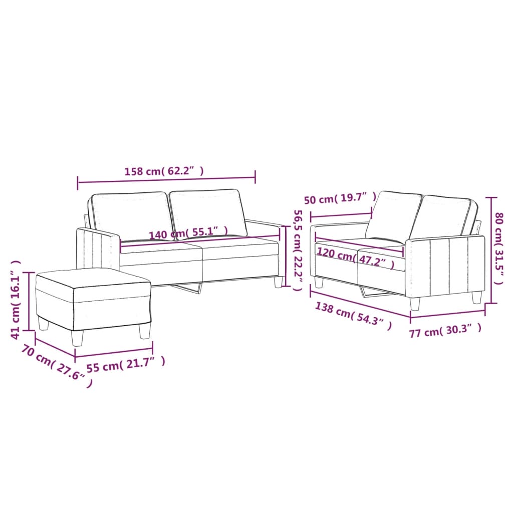 3-Delige Loungeset Met Kussens Fluweel Roze