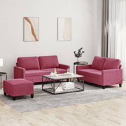 Loungeset 3-delig fluweel wijnrood