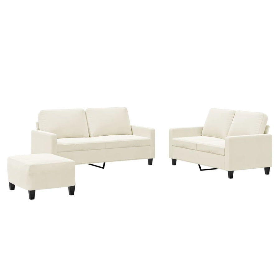 3-Delige Loungeset Met Kussens Fluweel Kleurig Crème