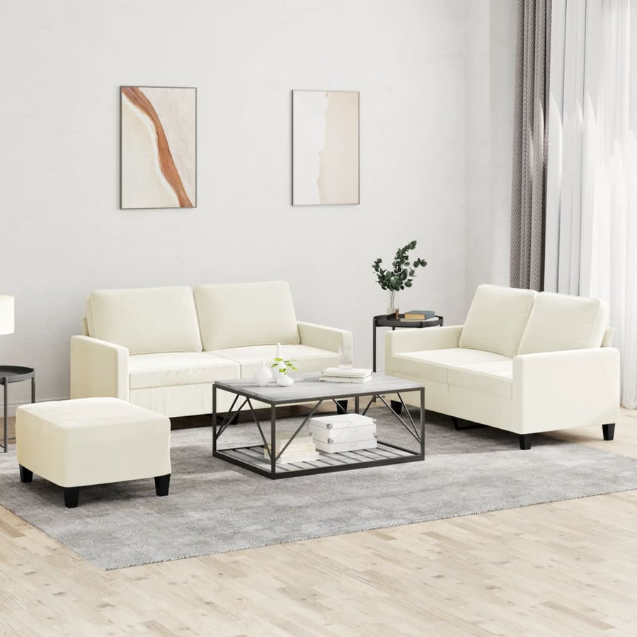 3-Delige Loungeset Met Kussens Fluweel Kleurig Crème