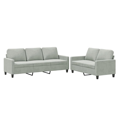 2-Delige Loungeset Fluweel Lichtgrijs met kussens