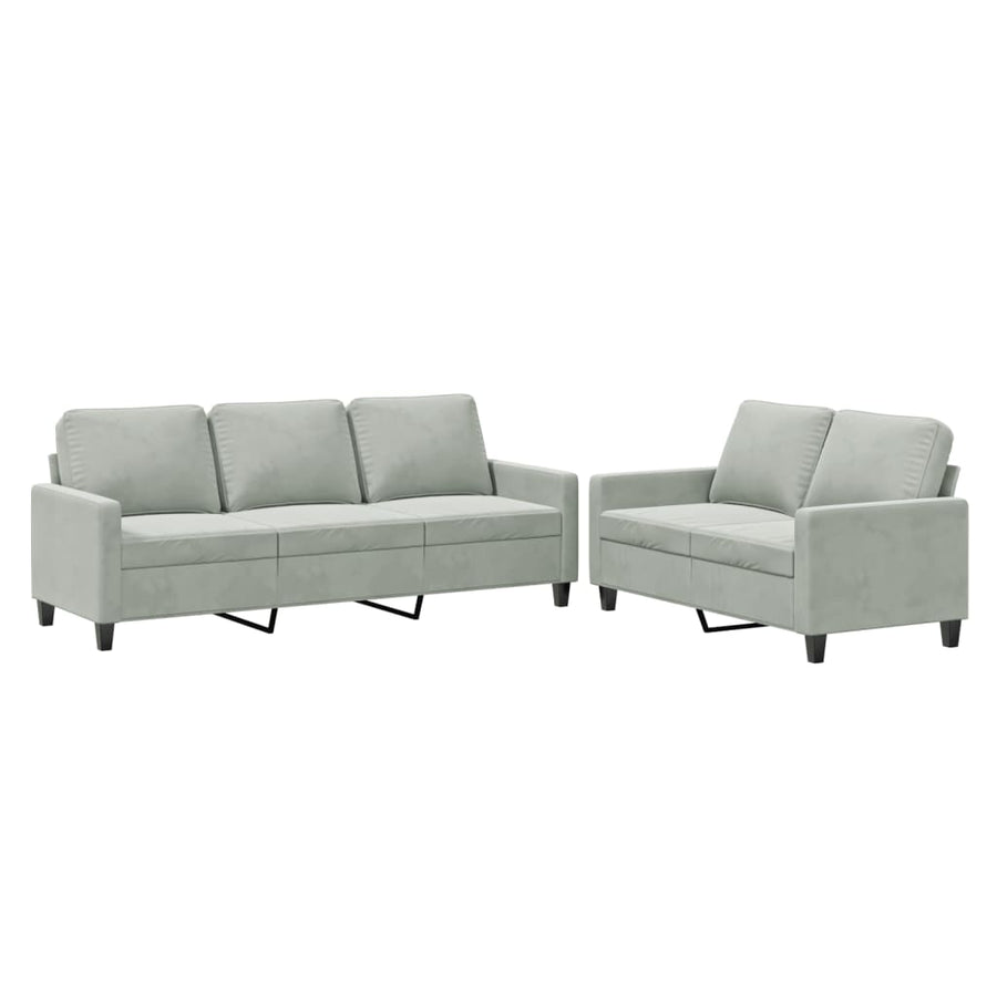 2-Delige Loungeset Fluweel Lichtgrijs met kussens