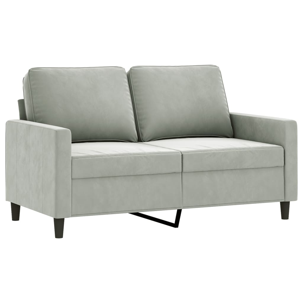 2-Delige Loungeset Fluweel Lichtgrijs met kussens