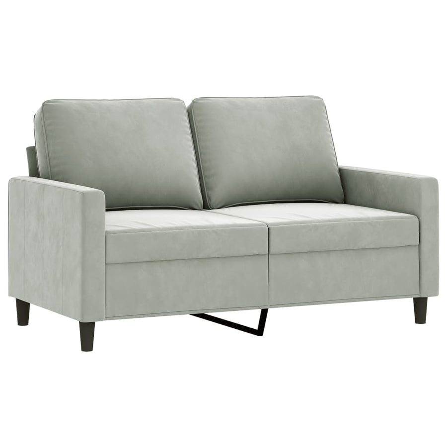 2-Delige Loungeset Fluweel Lichtgrijs met kussens