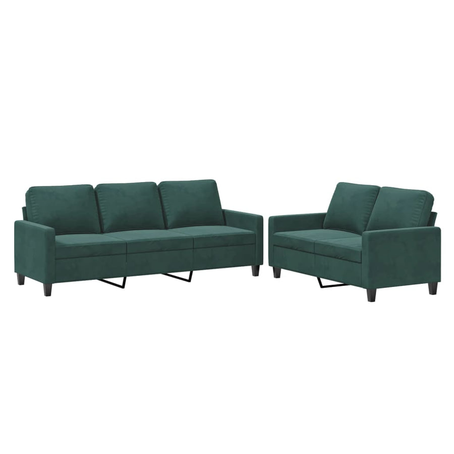 2-Delige Loungeset Fluweel Donkergroen met kussens