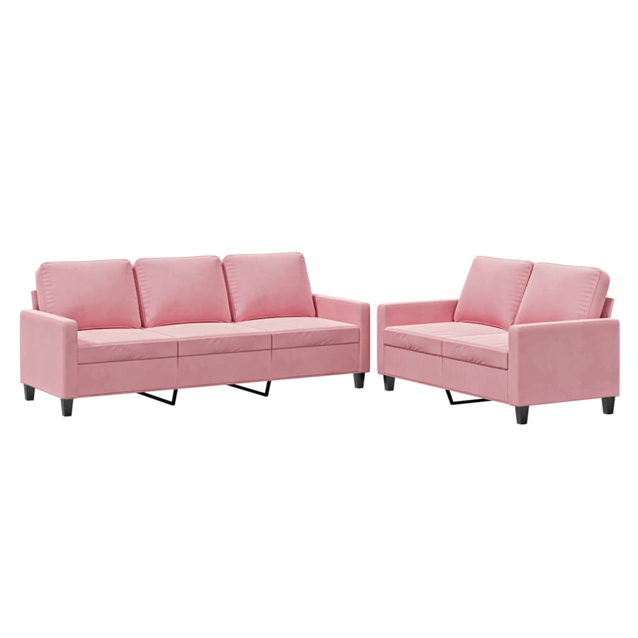 2-Delige Loungeset Fluweel Roze met kussens