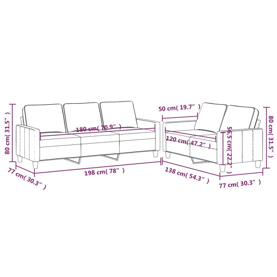 2-Delige Loungeset Fluweel Wijnrood met kussens