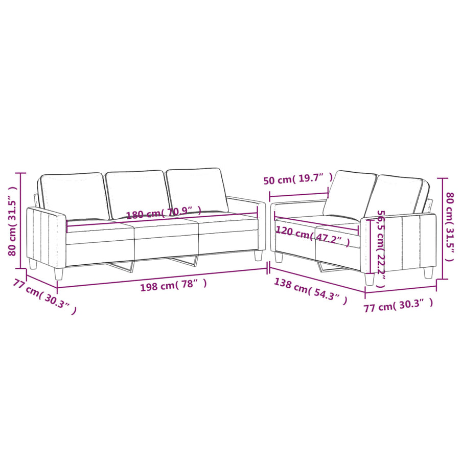 2-Delige Loungeset Fluweel Zwart met kussens