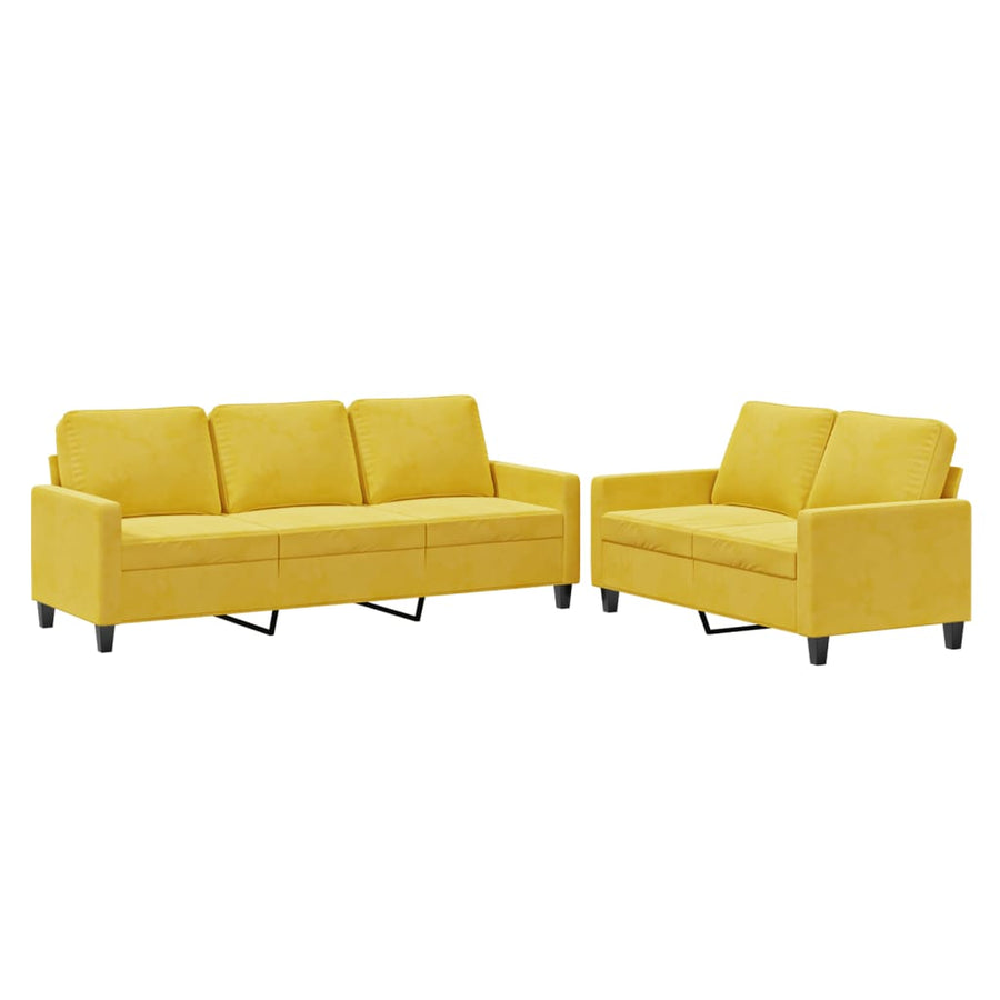 2-Delige Loungeset Fluweel Geel met kussens