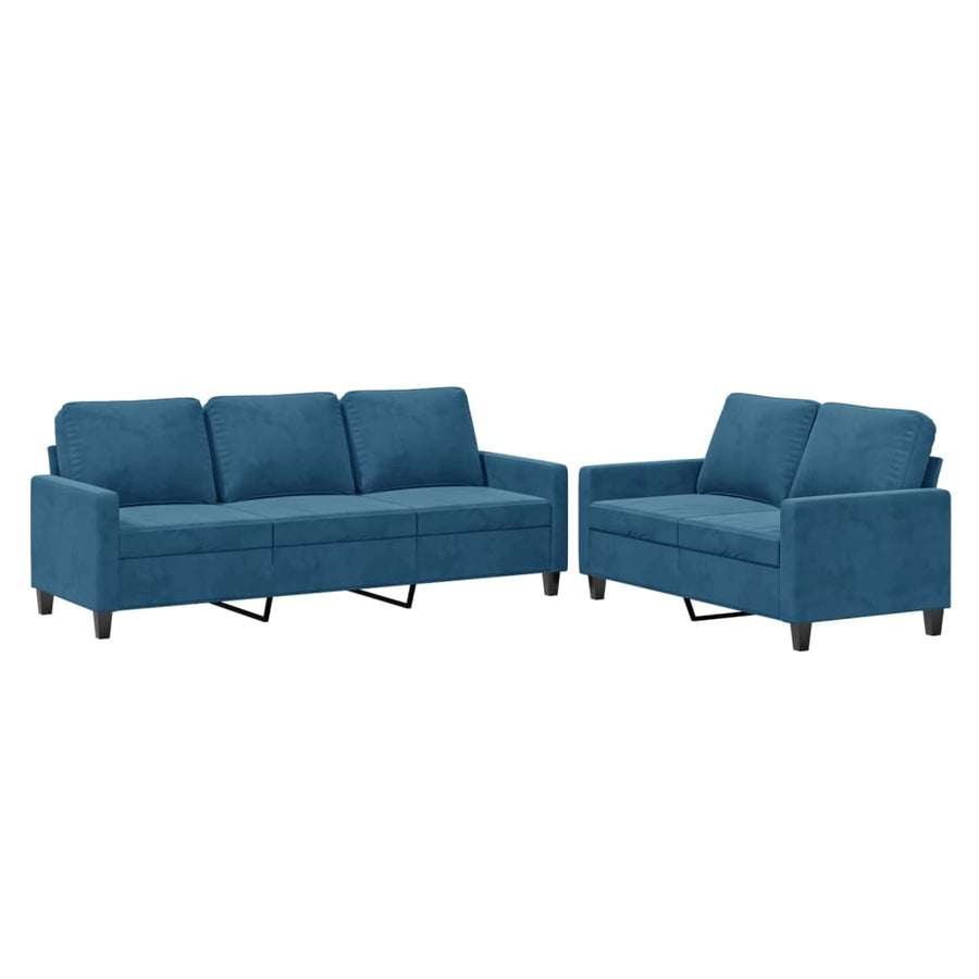 2-Delige Loungeset Fluweel Blauw met kussens