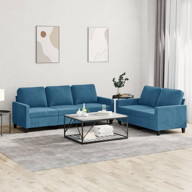 2-Delige Loungeset Fluweel Blauw met kussens