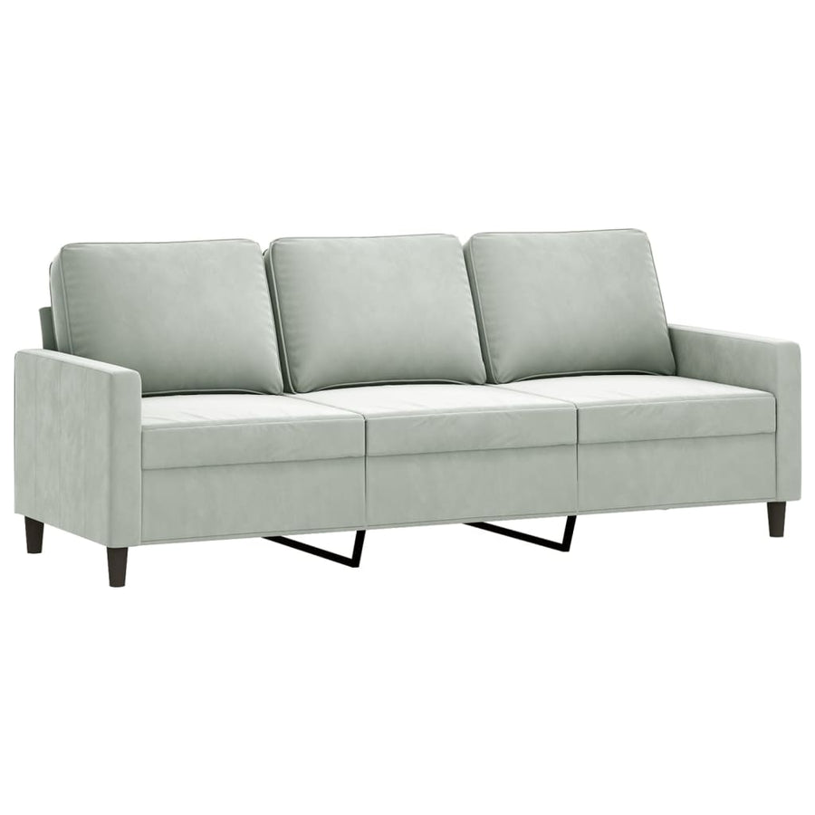 3-Delige Loungeset Met Kussens Fluweel Lichtgrijs met kussens en voetenbankje