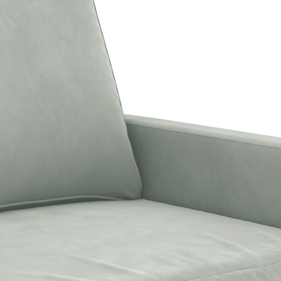 3-Delige Loungeset Met Kussens Fluweel Lichtgrijs met kussens en voetenbankje