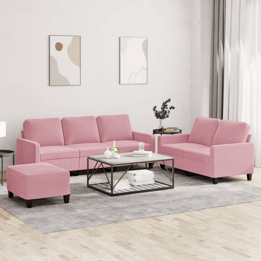 3-Delige Loungeset Met Kussens Fluweel Roze