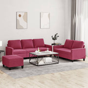 Loungeset 3-delig fluweel wijnrood