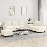 Loungeset 3-delig fluweel crèmekleurig