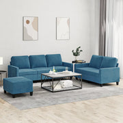Loungeset 3-delig fluweel blauw