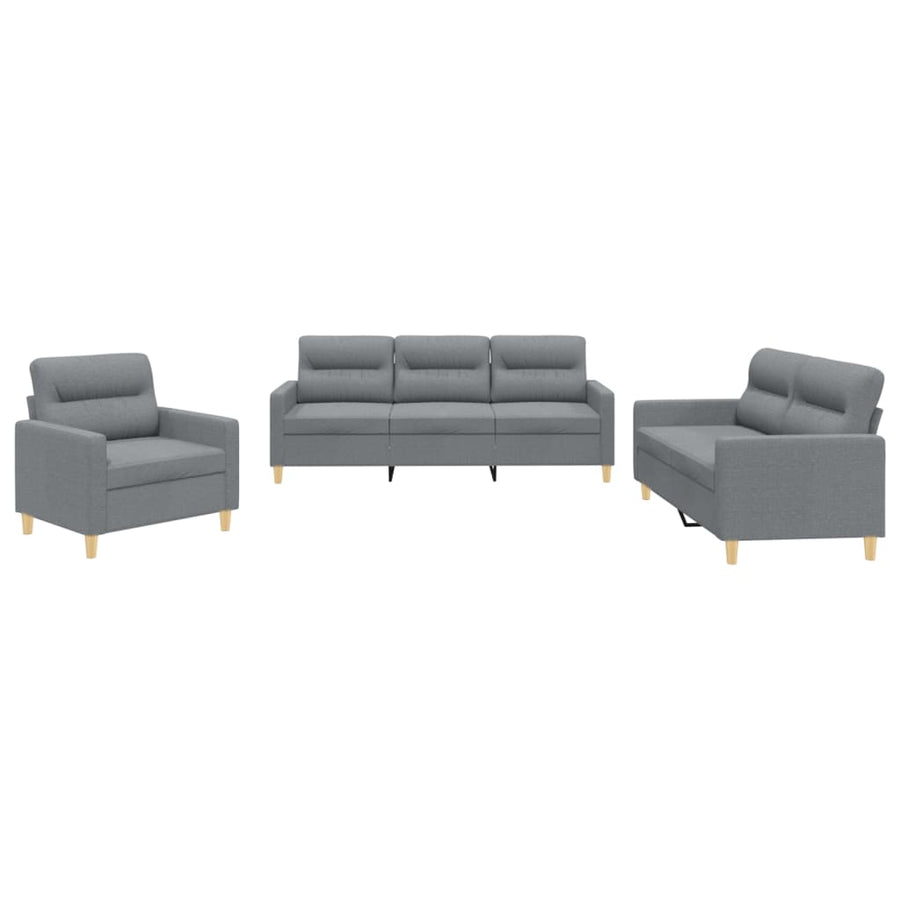 3-Delige Loungeset Stof Lichtgrijs met kussens