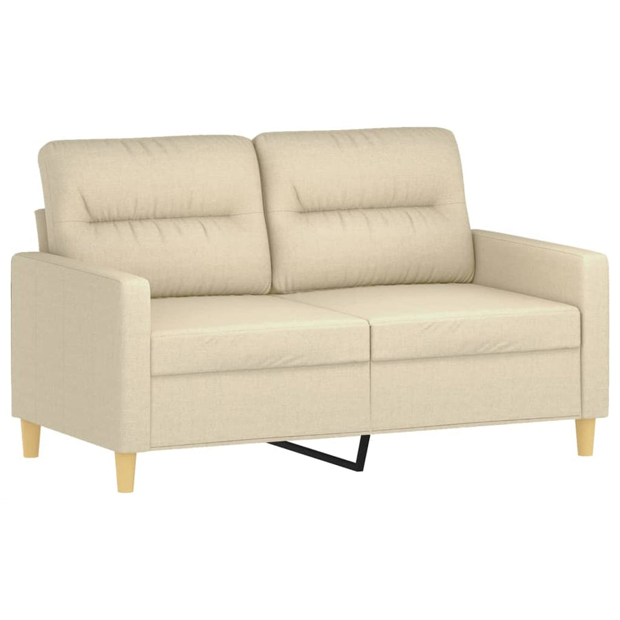 3-delige Loungeset met kussens stof crèmekleurig Crème met kussens